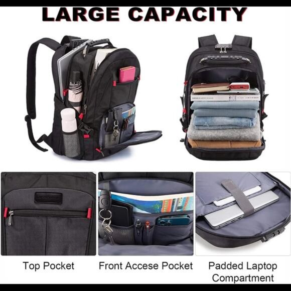 Travel Laptop Backpack Waterproof Anti Theft Backpack with Lock & USB Charging - Picture 2 of 7